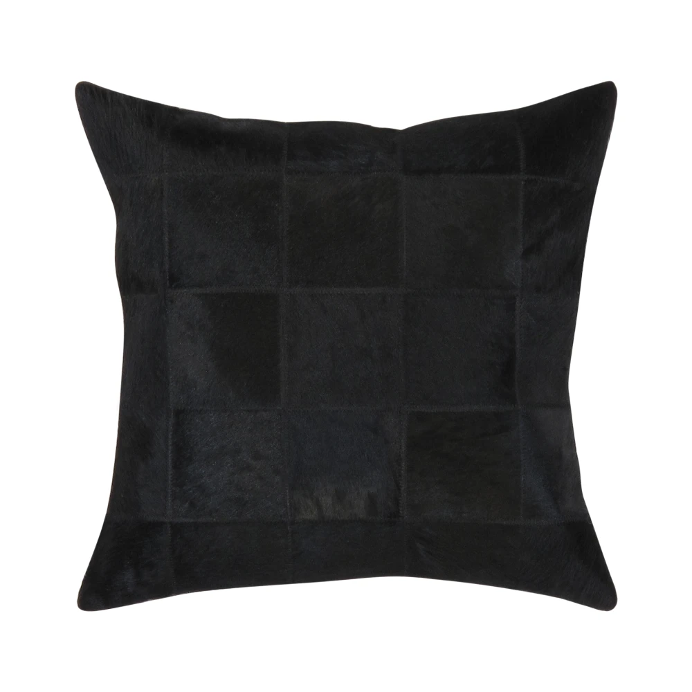 Pasargad Home Safari Checkered Black Cowhide Throw Pillow