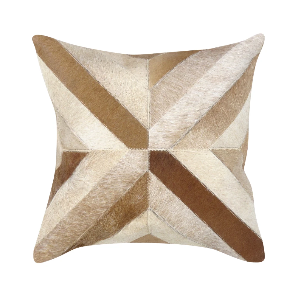 Pasargad Home Safari Chevron L. Brown Cowhide Throw Pillow