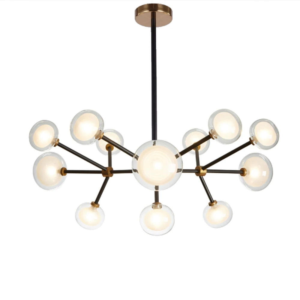 Pasargad Home Enzo Glass Globe & Brushed Bronze Accents Chandelier