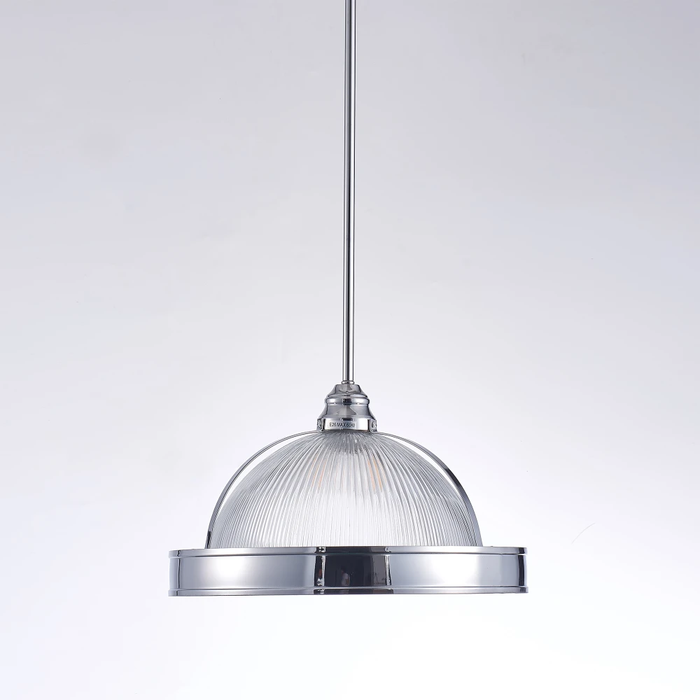 Pasargad Home Natalie Rounded Glass & Polished Chrome Pendant