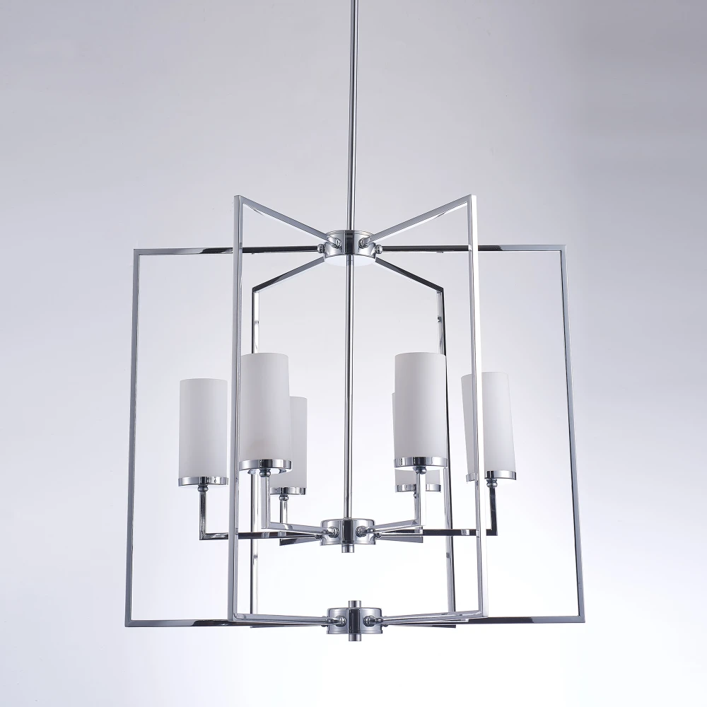 Pasargad Home Riva Frosted Glass & Polished Chrome Chandelier