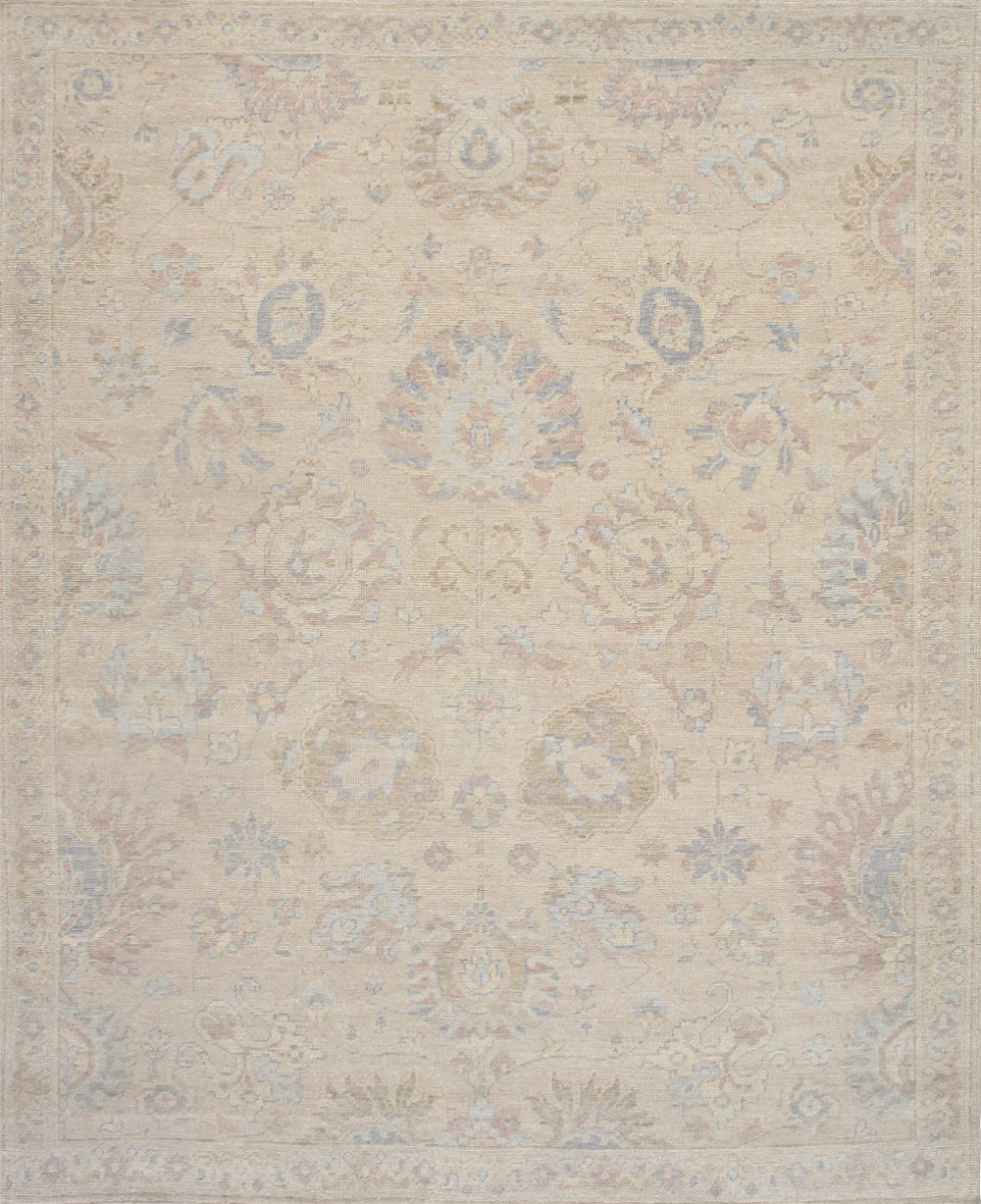 Pasargad Home Oushak Hand-Knotted Beige Wool Area Rug-10' 1'' X 13'11''