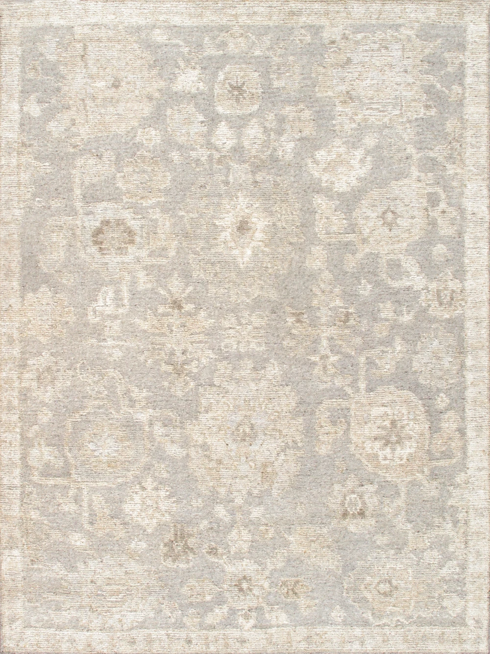 Pasargad Home Oushak Hand-Knotted Silver Wool Area Rug- 9' 3'' X 12' 7''