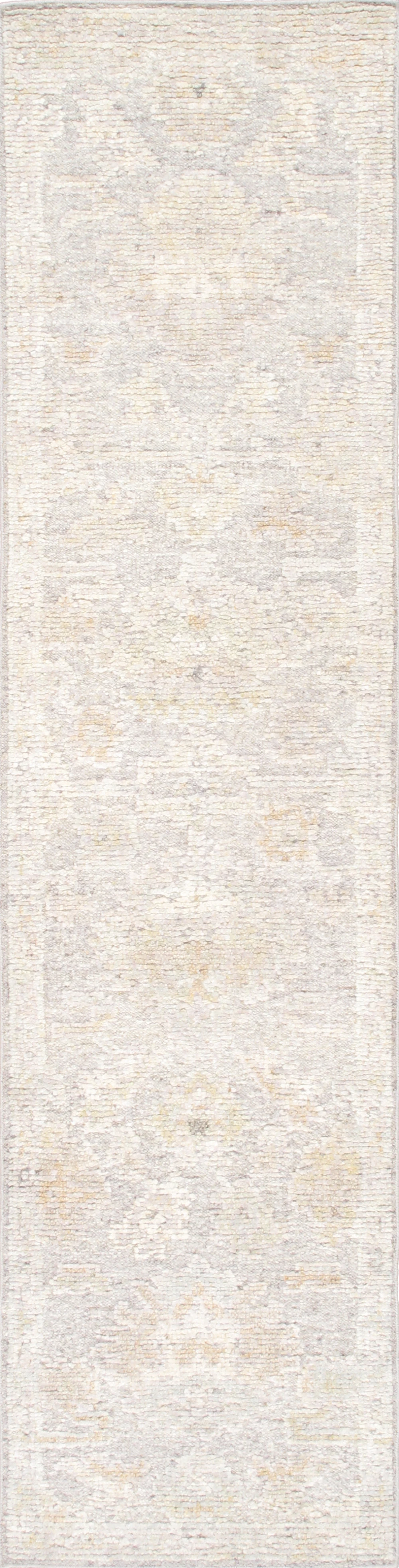 Pasargad Home Oushak Hand-Knotted Silver Wool Area Rug- 2' 9'' X 11' 0''