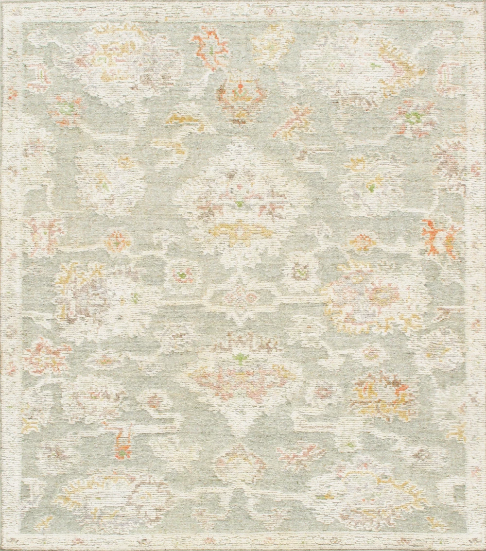 Pasargad Home Oushak Hand-Knotted L. Green Wool Area Rug- 8' 7'' X 10' 0''