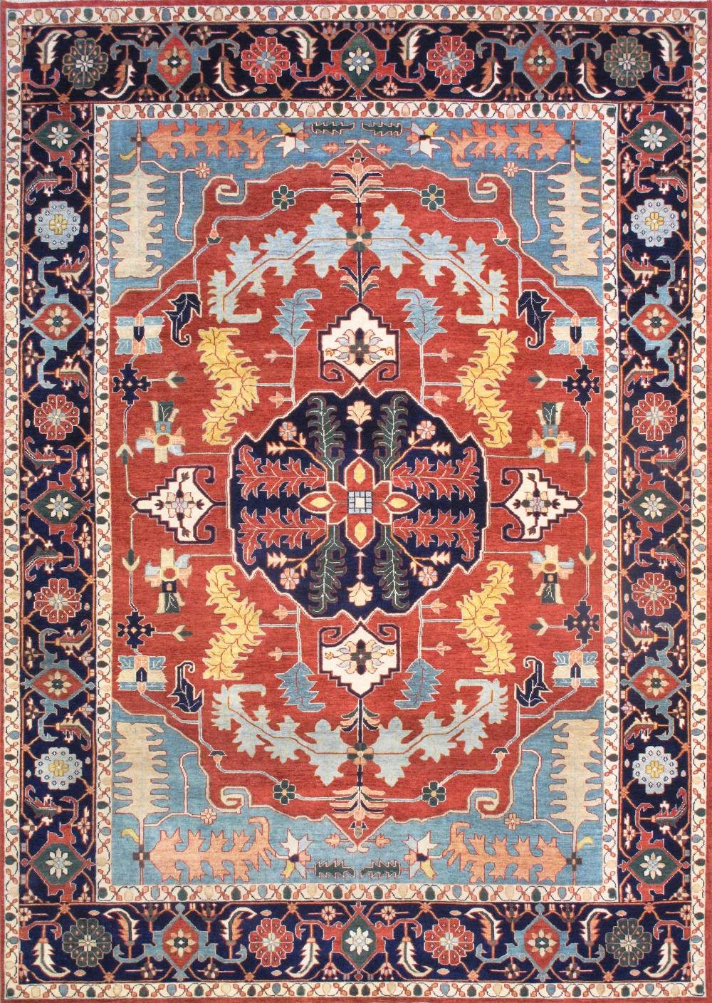 Pasargad Home Serapi Hand-Knotted Rust/Navy Wool Area Rug- 3'10'' X 6' 0''
