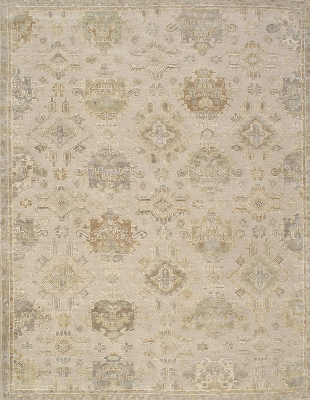 Pasargad Home Oushak Hand-Knotted Beige/Green Wool Area Rug-10' 0'' X 13'11''