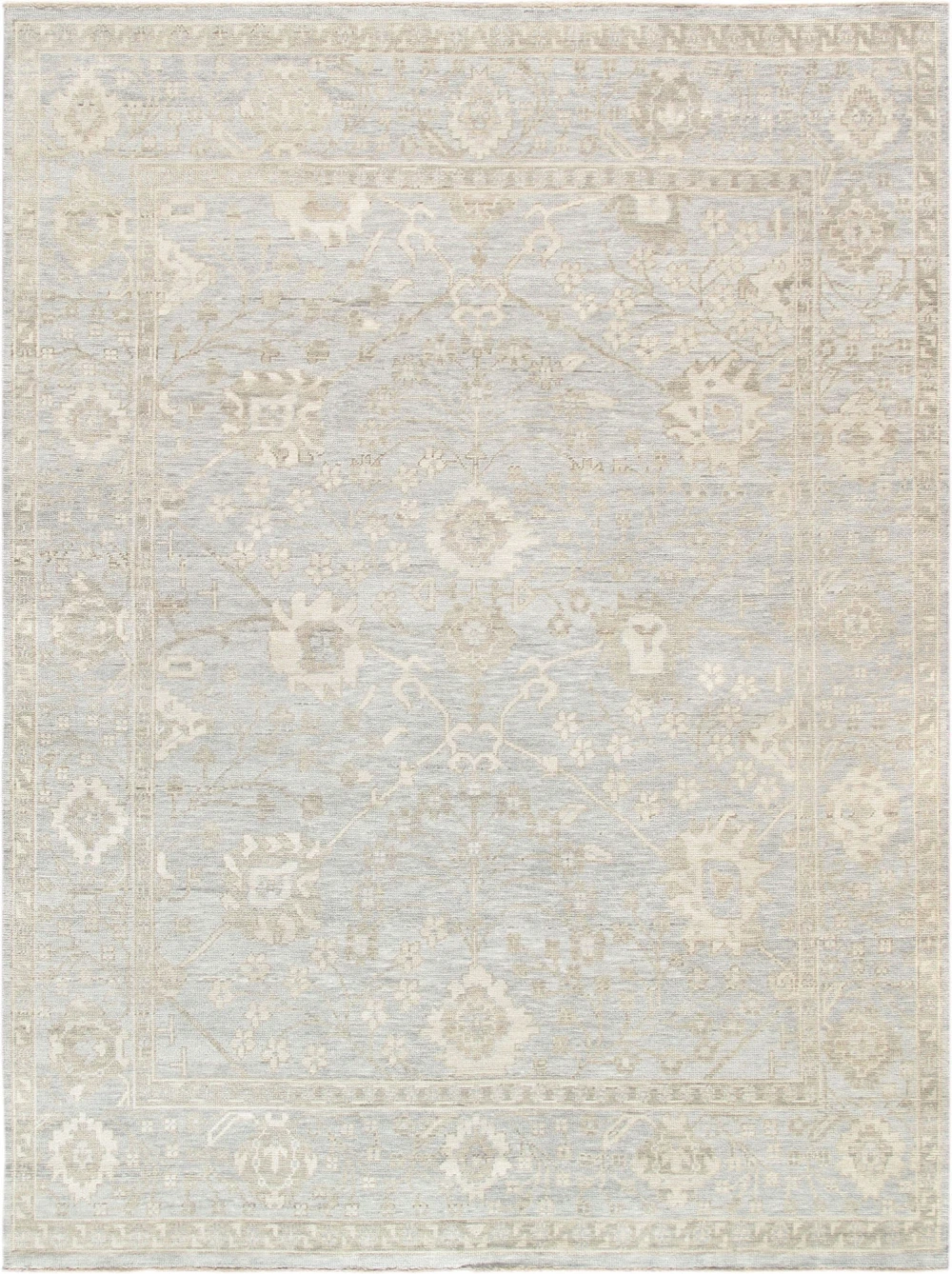 Pasargad Home Oushak Hand-Knotted L.Blue Wool Area Rug- 8'11'' X 12' 0''