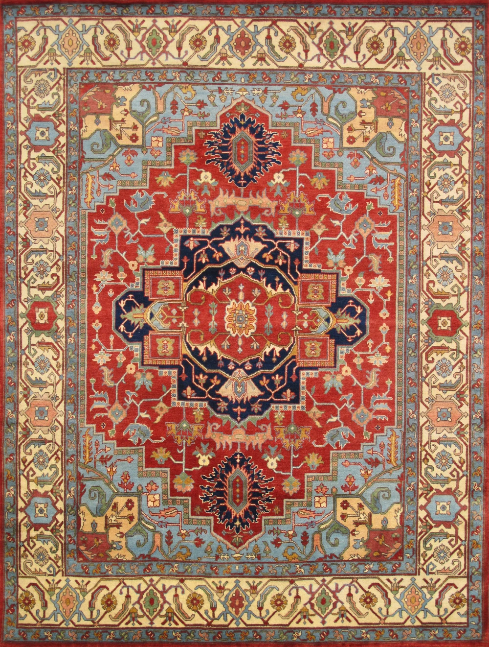 Pasargad Home Serapi Hand-Knotted Rust/Ivory Wool Area Rug- 4' 0'' X 6' 3''