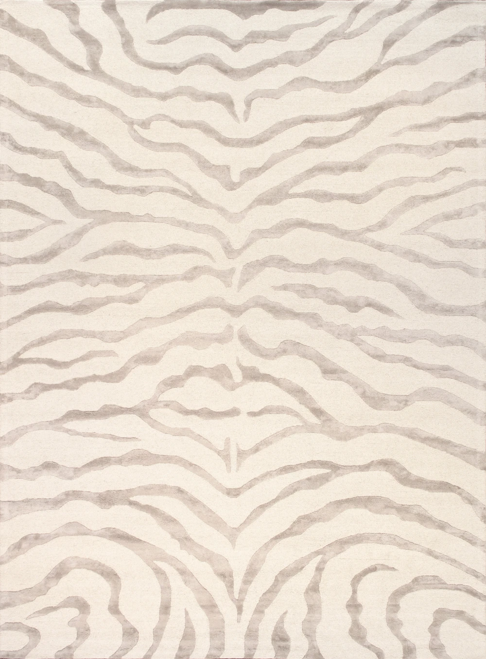 Pasargad Home Edgy Hand-Tufted Ivory/Silver Transitional Area Rug- 4' 0'' X 6' 0''