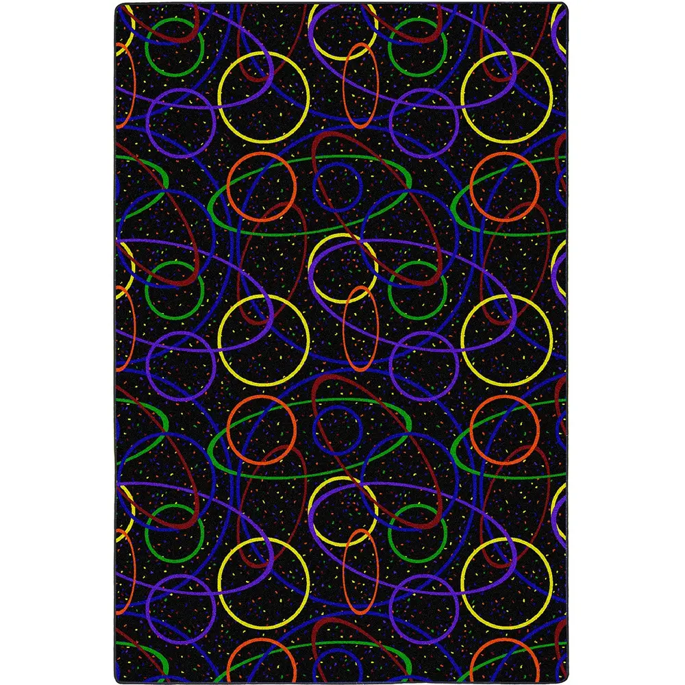 Neon Lights Looped 6' x 6' Area Rug in Color Fluorescent